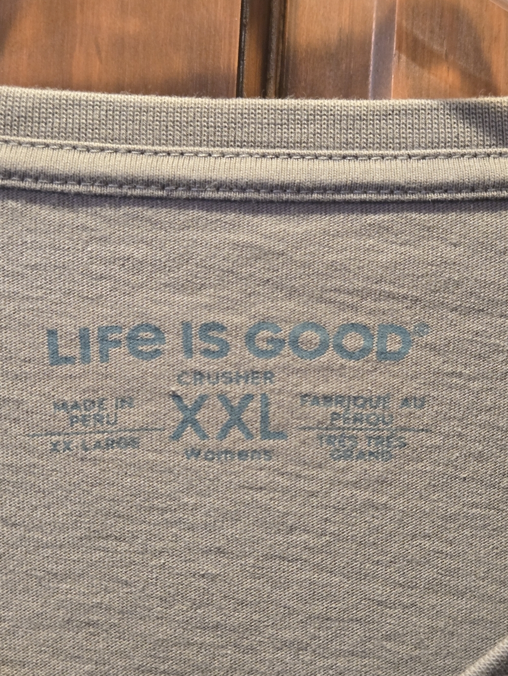 Life Is Good Olive V-Neck Long Sleeve Tee with Pumpkin & Crow - Picture 3 of 5